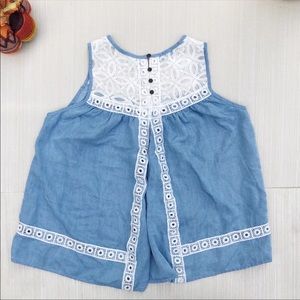 Hint of Mint Denim and Lace Babydoll Blouse